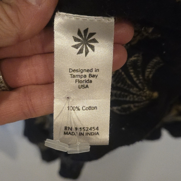 Caite Handmade Embroidered Floral Aztec Black/Beige Draped Boho Cardigan Women S - Picture 6 of 6